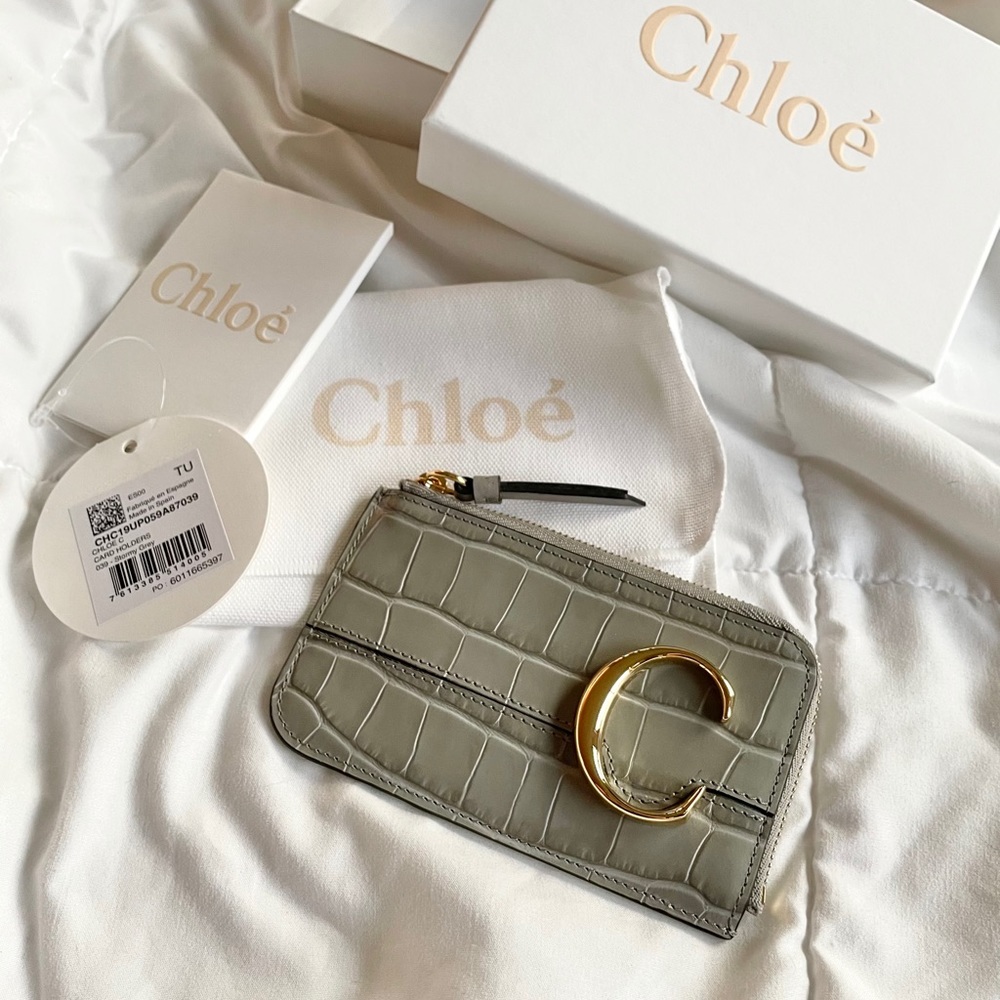 SOLD Chloe C Croc Leather Cardholder